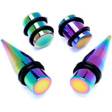 Load image into Gallery viewer, Rainbow PVD Straight Plug and Taper Set Sizes 5mm to 10mm
