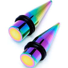 Load image into Gallery viewer, Rainbow PVD Straight Plug and Taper Set Sizes 5mm to 10mm
