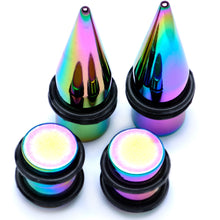 Load image into Gallery viewer, Rainbow PVD Straight Plug and Taper Set Sizes 5mm to 10mm
