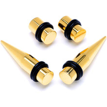 Load image into Gallery viewer, Gold Tone PVD Straight Plug and Taper Set Sizes 5mm to 10mm
