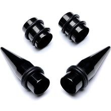 Load image into Gallery viewer, Black PVD Straight Plug and Taper Set Sizes 5mm to 10mm
