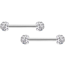 Load image into Gallery viewer, 14G 9/16 Clear Gem Disco Ball Barbell Nipple Ring Set of 4
