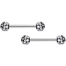 Load image into Gallery viewer, 14G 9/16 Clear Gem Disco Ball Barbell Nipple Ring Set of 4
