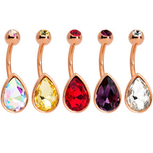 Load image into Gallery viewer, Color Gem Rose Gold Tone Drop Glamour Belly Ring Set of 5
