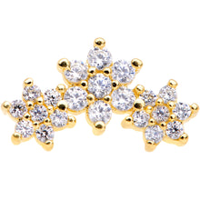 将图片加载到图库查看器，16G 5/16 Clear CZ Gold Tone Flowers Cartilage Tragus Earring
