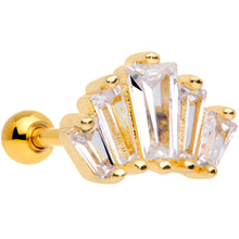 Load image into Gallery viewer, 18G 5/16 Clear CZ Gold Tone Crown Cartilage Tragus Earring
