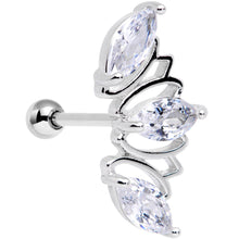 Load image into Gallery viewer, 18G 5/16 Clear CZ Gem Geometric Crest Cartilage Tragus Earring
