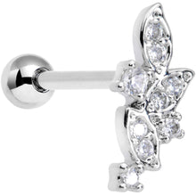 Load image into Gallery viewer, 18G 5/16 Clear CZ Gem Leafy Flourish Cartilage Tragus Earring
