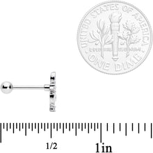 Load image into Gallery viewer, 18G 5/16 Clear CZ Gem Leafy Flourish Cartilage Tragus Earring
