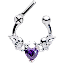 Load image into Gallery viewer, 16G 1/4 Purple Heart Gem Royal Valentine Cartilage Clicker
