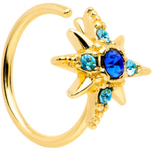 Load image into Gallery viewer, 20G 5/16 Blue Gem Gold Tone Star Seamless Circular Ring
