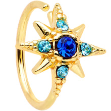 Load image into Gallery viewer, 20G 5/16 Blue Gem Gold Tone Star Seamless Circular Ring
