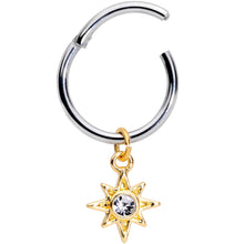 将图片加载到图库查看器，16G 3/8 Clear Cubic Zirconia Gem Star Dangle Hinged Segment Ring
