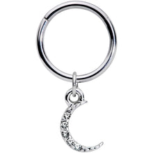 将图片加载到图库查看器，16G 3/8 Clear Gem Sliver of Moon Dangle Hinged Segment Ring
