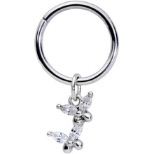 Load image into Gallery viewer, 16G 3/8 Clear CZ Gem Fluttering Butterflies Hinged Segment Ring
