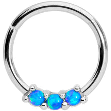 将图片加载到图库查看器，16G 3/8 Blue Synthetic Opal Hinged Segment Ring
