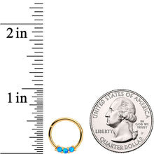 Load image into Gallery viewer, 16G 3/8 Blue Synthetic Opal Gold Tone Hinged Segment Ring
