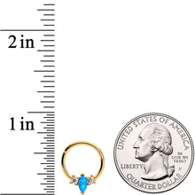 Load image into Gallery viewer, 16G 3/8 Blue Synthetic Opal Glamour Gold Tone Hinged Segment Ring
