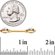 将图片加载到图库查看器，14G 9/16 Multicolor Gem Gold Tone UFO Barbell Nipple Ring Set
