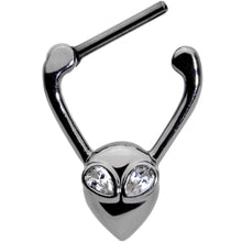 Load image into Gallery viewer, 16G 5/16 Clear Gem Black Alien Invader Cartilage Clicker
