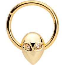 Load image into Gallery viewer, 16G 3/8 Clear Gem Gold Tone Alien Invader Hinged Segment Ring
