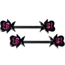 Load image into Gallery viewer, 14G 5/8 1/2 Clear Gem Black Horseshoe Barbell Nipple Ring Set

