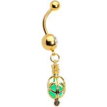 将图片加载到图库查看器，Clear Gem Gold Tone Glow in the Dark Pineapple Dangle Belly Ring
