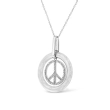 Load image into Gallery viewer, Matte Finish .925 Sterling Silver Diamond Accent Dancing Peace Sign 18" Pendant Necklace (I-J Color, I1-I2 Clarity)
