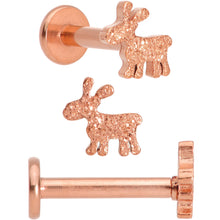 Load image into Gallery viewer, 16G 5/16 Gem Rose Gold Tone Holiday Cartilage Tragus Earring Set of 3
