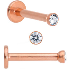 Load image into Gallery viewer, 16G 5/16 Gem Rose Gold Tone Holiday Cartilage Tragus Earring Set of 3
