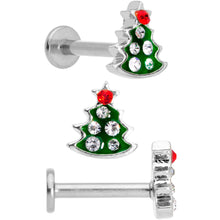 Load image into Gallery viewer, 16G 5/16 Gem Holiday Cartilage Tragus Earring Curation Set of 3
