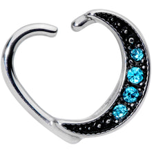 将图片加载到图库查看器，16G 3/8 Blue Gem Open Left Heart Closure Ring
