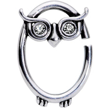 Load image into Gallery viewer, 16G 3/8 Clear Cubic Zirconia Wise Old Right Owl Closure Ring
