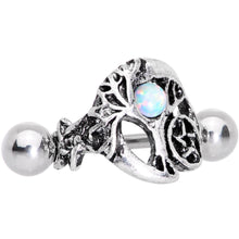 Load image into Gallery viewer, 16G 1/2 White Synthetic Opal Pentagram Tree Cartilage Cuff
