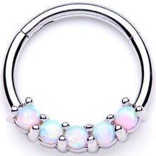 将图片加载到图库查看器，16G 3/8 White Synthetic Opal Crest Hinged Segment Ring
