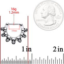 Load image into Gallery viewer, 16G 5/16 Wreath of Skulls Cartilage Clicker
