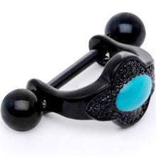 Load image into Gallery viewer, 16G 1/2 Faux Turquoise Black Flower Cartilage Cuff
