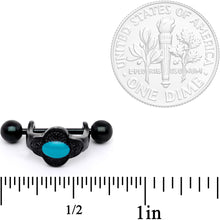 Load image into Gallery viewer, 16G 1/2 Faux Turquoise Black Flower Cartilage Cuff
