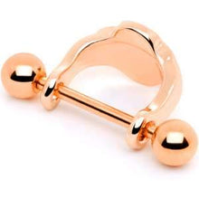 Load image into Gallery viewer, 16G 1/2 Faux Turquoise Rose Gold Tone Flower Cartilage Cuff
