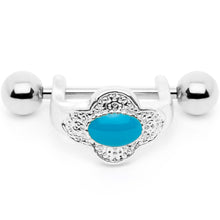 Load image into Gallery viewer, 16G 1/2 Faux Turquoise Flower Cartilage Cuff
