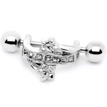 Load image into Gallery viewer, 16G 1/2 Clear Gem Cross Crown Cartilage Cuff
