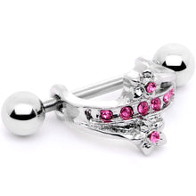 Load image into Gallery viewer, 16G 1/2 Pink Gem Cross Crown Cartilage Cuff
