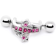 Load image into Gallery viewer, 16G 1/2 Pink Gem Cross Crown Cartilage Cuff
