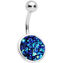 Load image into Gallery viewer, Blue Faux Druzy Clear Gem Belly Ring Set of 4
