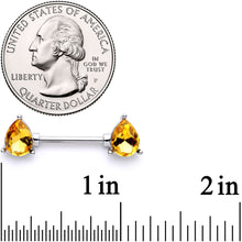 将图片加载到图库查看器，14G 9/16 Yellow Gem Teardrop Barbell Nipple Ring Set

