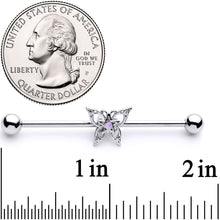 Load image into Gallery viewer, 14G White Synthetic Opal Butterfly Industrial Barbell 38mm

