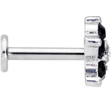 将图片加载到图库查看器，16G 5/16 CZ Gem Black Gem Flower Internally Threaded Labret
