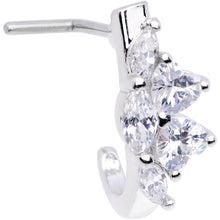 Load image into Gallery viewer, 20G Clear Gem Hearts Faux Hoop L Shaped Nose Ring
