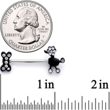 Load image into Gallery viewer, 14G 9/16 Clear Gem Give a Dog a Bone Barbell Nipple Ring Set
