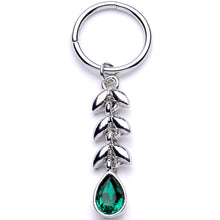 Load image into Gallery viewer, 16G 3/8 Green Gem Garland of Leaves Dangle Hinged Segment Ring
